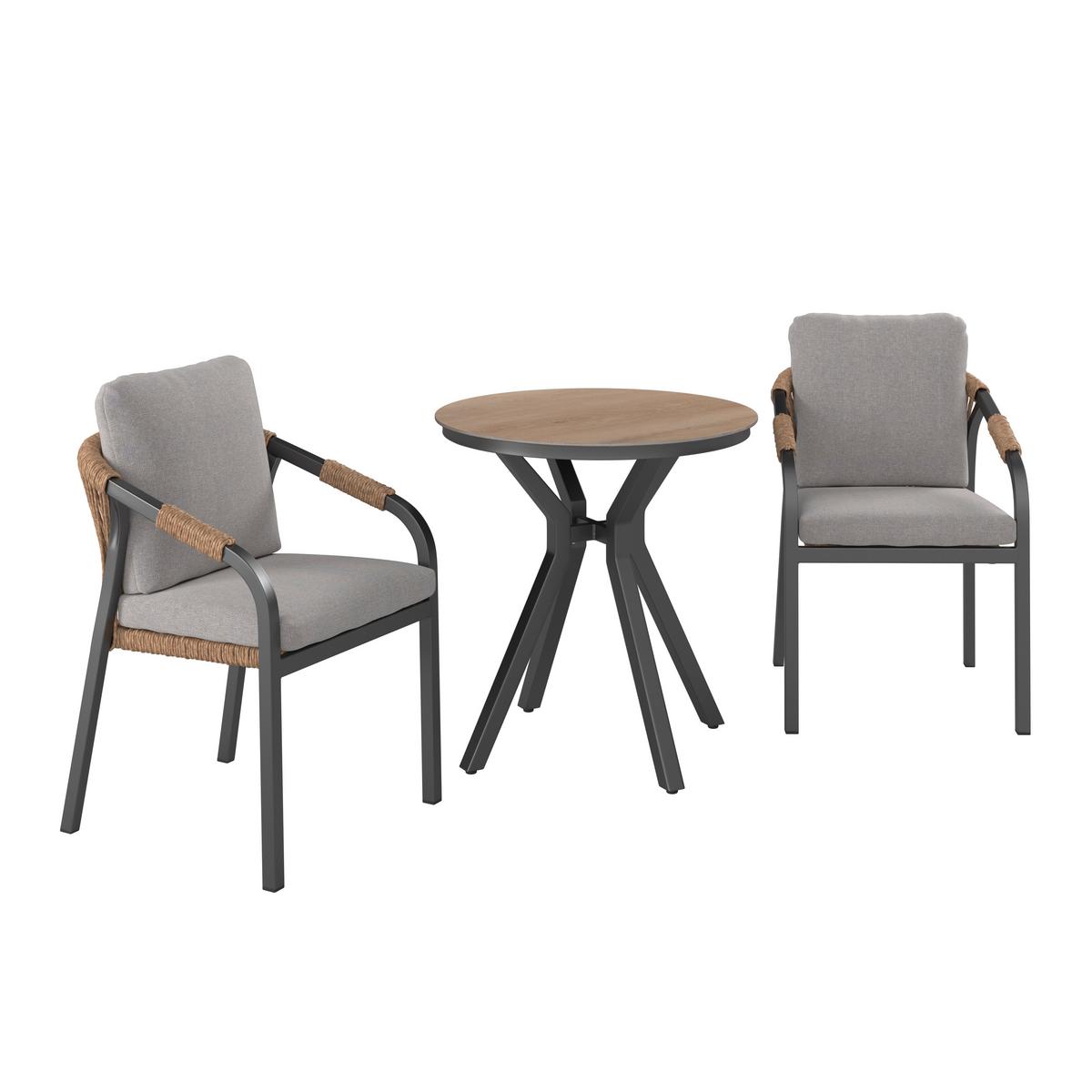 BALKÓNOVÁ ZOSTAVA JUSTIN - sivá/prírodná farba, Modern, kov/textil (70/74/70cm) - Mömax