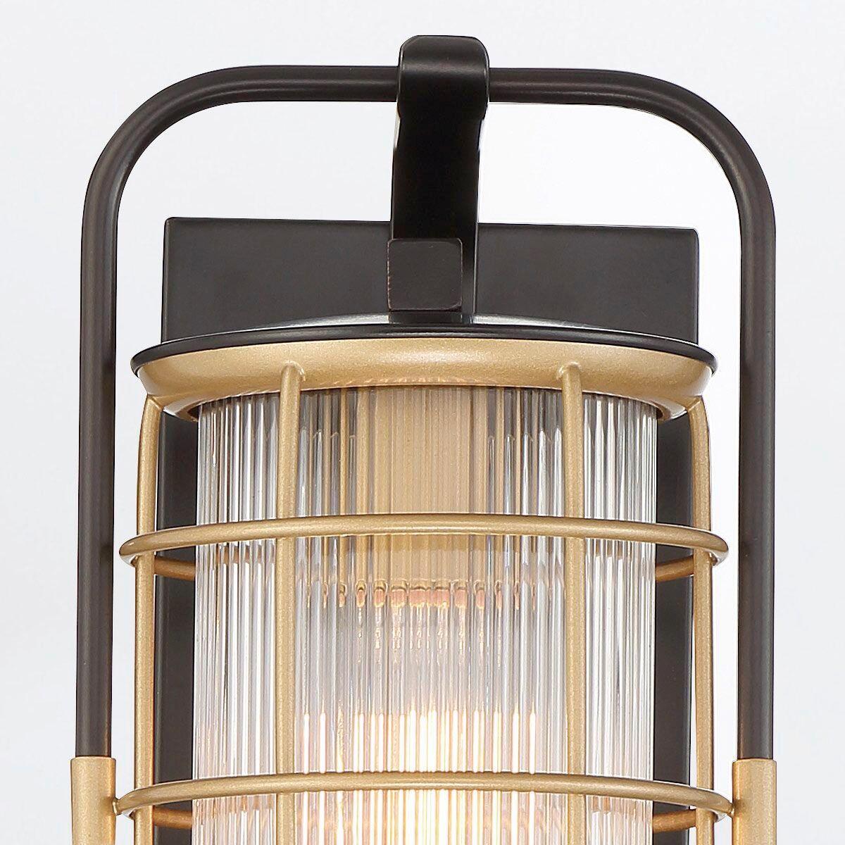Kültéri Falilámpa Qn-Rivamar-S-Blk-Gd - többszínű, Konventionell, üveg/fém (33,5/15,3/18,4cm) - Elstead Lighting