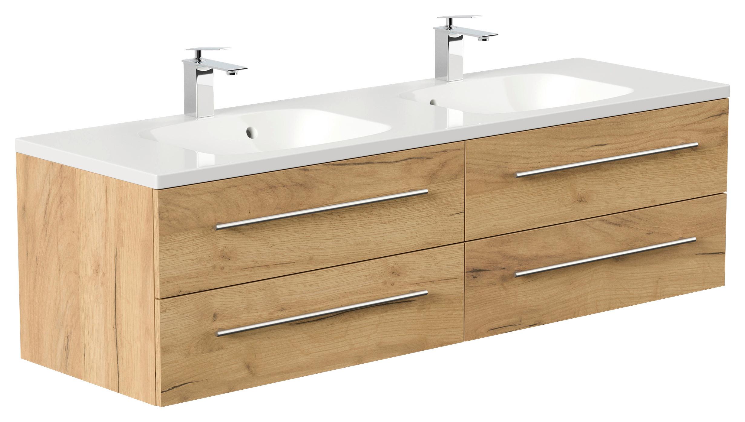 WASCHTISCHKOMBI Geant, Eichefarben B: 160cm - Eichefarben/Weiß, Basics, Holzwerkstoff/Stein (160cm) - MID.YOU