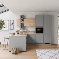 EINBAUKÜCHE IP 2200 - Schieferfarben/Eichefarben, MODERN, Holzwerkstoff (283,2/246,6cm) - Impuls