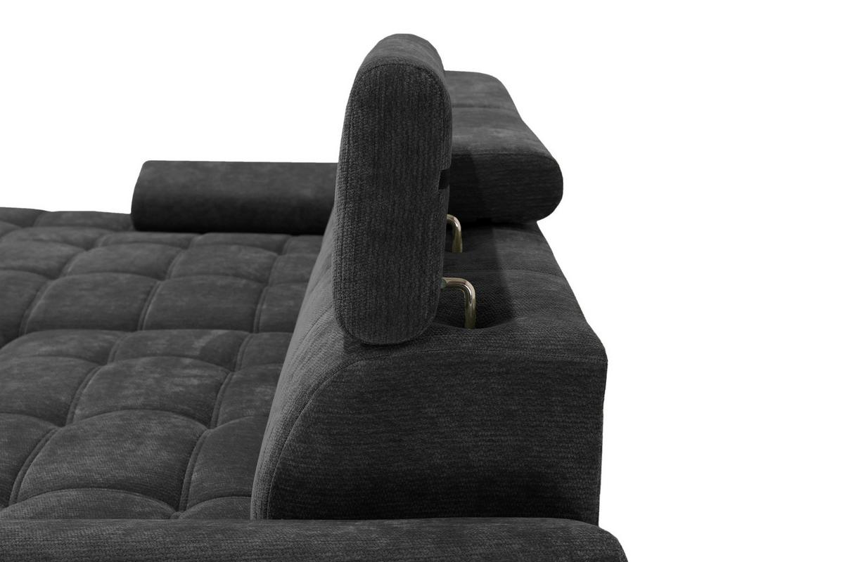 Rohová sedačka VEGAS, levá, černá žinylka - černá, Design, dřevo/textil (173/294cm)