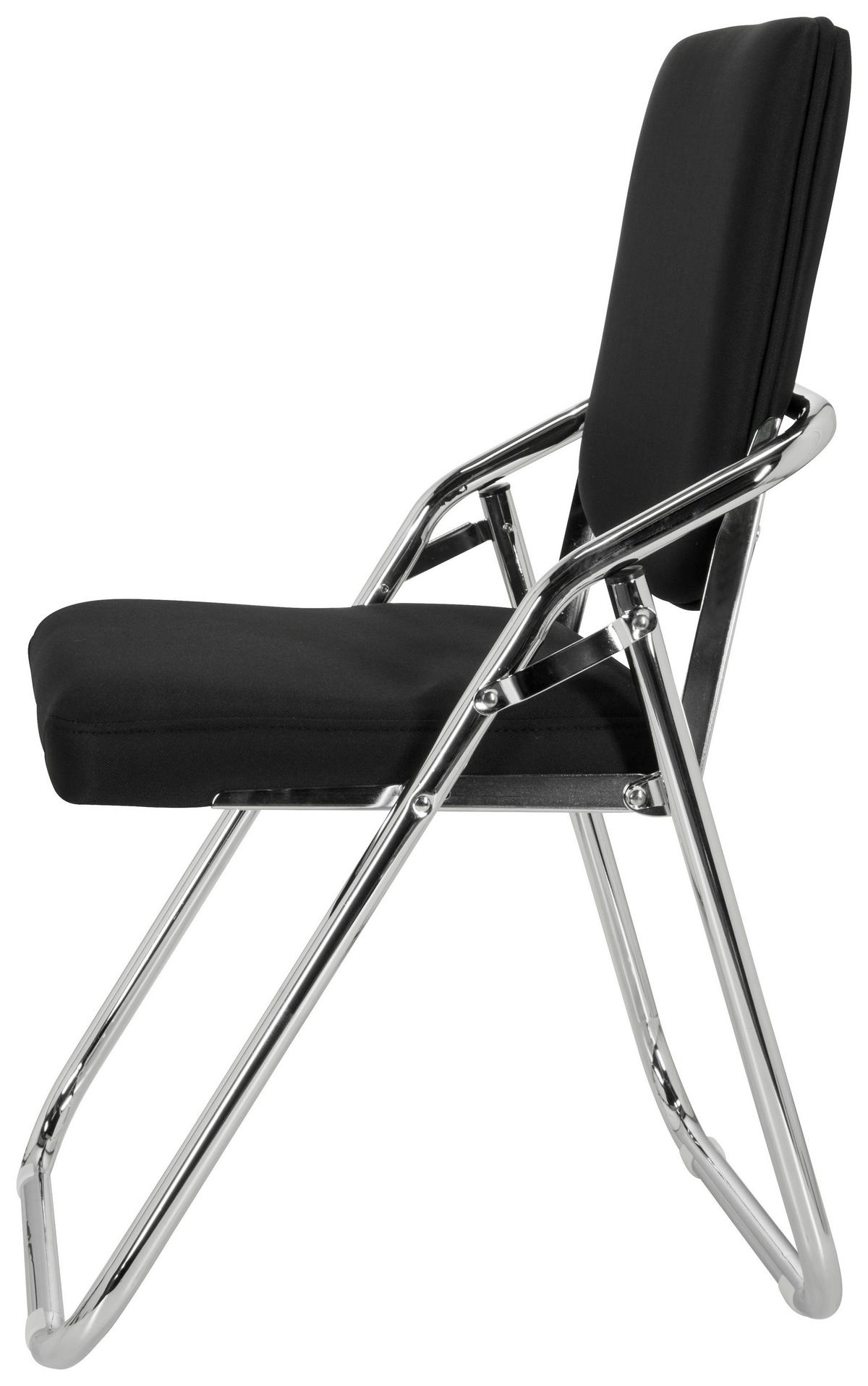 Besucherstuhl Esto Schwarz Klappbar - Chromfarben/Schwarz, Basics, Textil/Metall (46/90/40cm) - MID.YOU