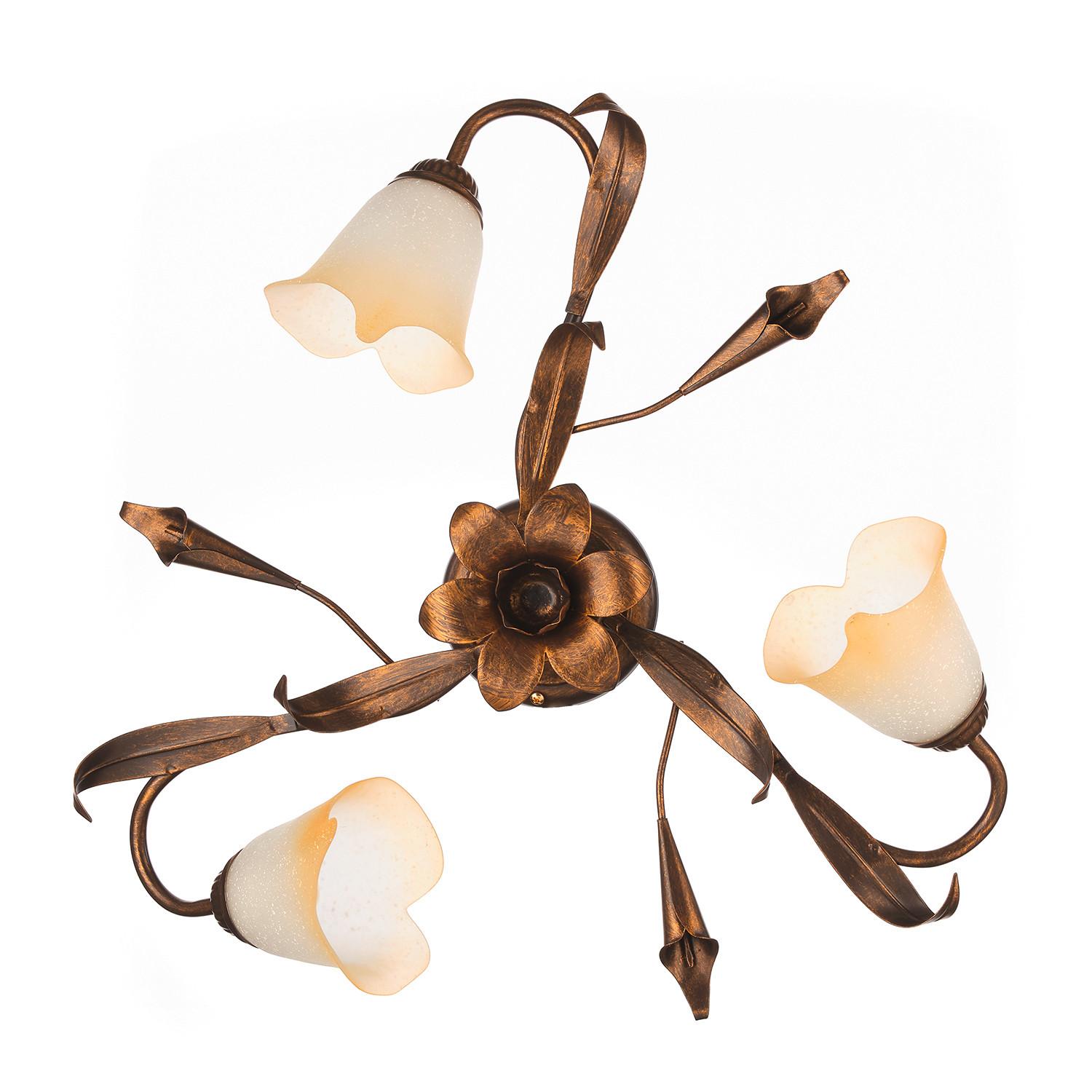 Deckenleuchte 4722/Pl3b - Bronzefarben, KONVENTIONELL, Glas/Metall (53/20cm)
