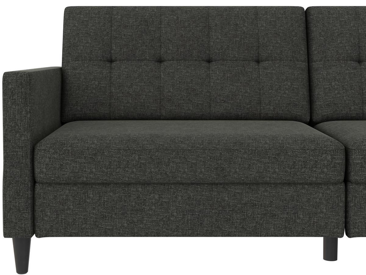 Schlafsofa Hannover Anthrazit, mit Schlaffunktion - Anthrazit/Schwarz, Basics, Textil (203/82cm) - Livetastic