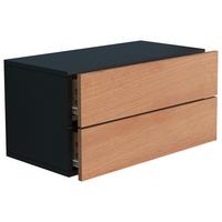 Nachtkästchen Usal L B: 60 Cm Schwarz/eiche Dekor - Honigeiche/Schwarz, MODERN, Holzwerkstoff (60/30/32cm) - MID.YOU