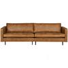 3-Sitzer-Sofa Rodeo Classic Cognac B: 275cm - Cognac/Schwarz, Design, Leder/Metall (275/83/88cm) - Livetastic