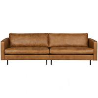 3-Sitzer-Sofa Rodeo Classic Cognac B: 275cm - Cognac/Schwarz, Design, Leder/Metall (275/83/88cm) - Livetastic