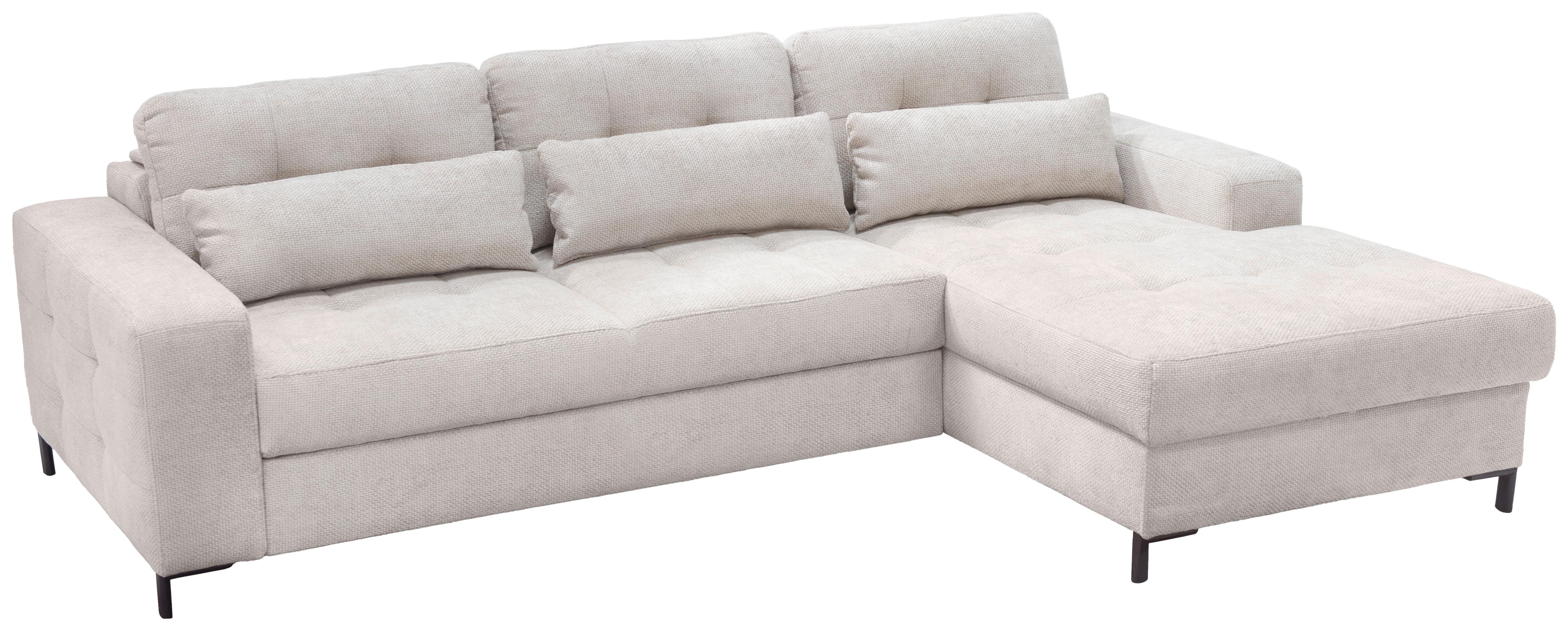 Ecksofa Bonito Beige, Schenkel: 255x176 cm - Beige/Schwarz, Design, Textil (260/176cm) - Livetastic