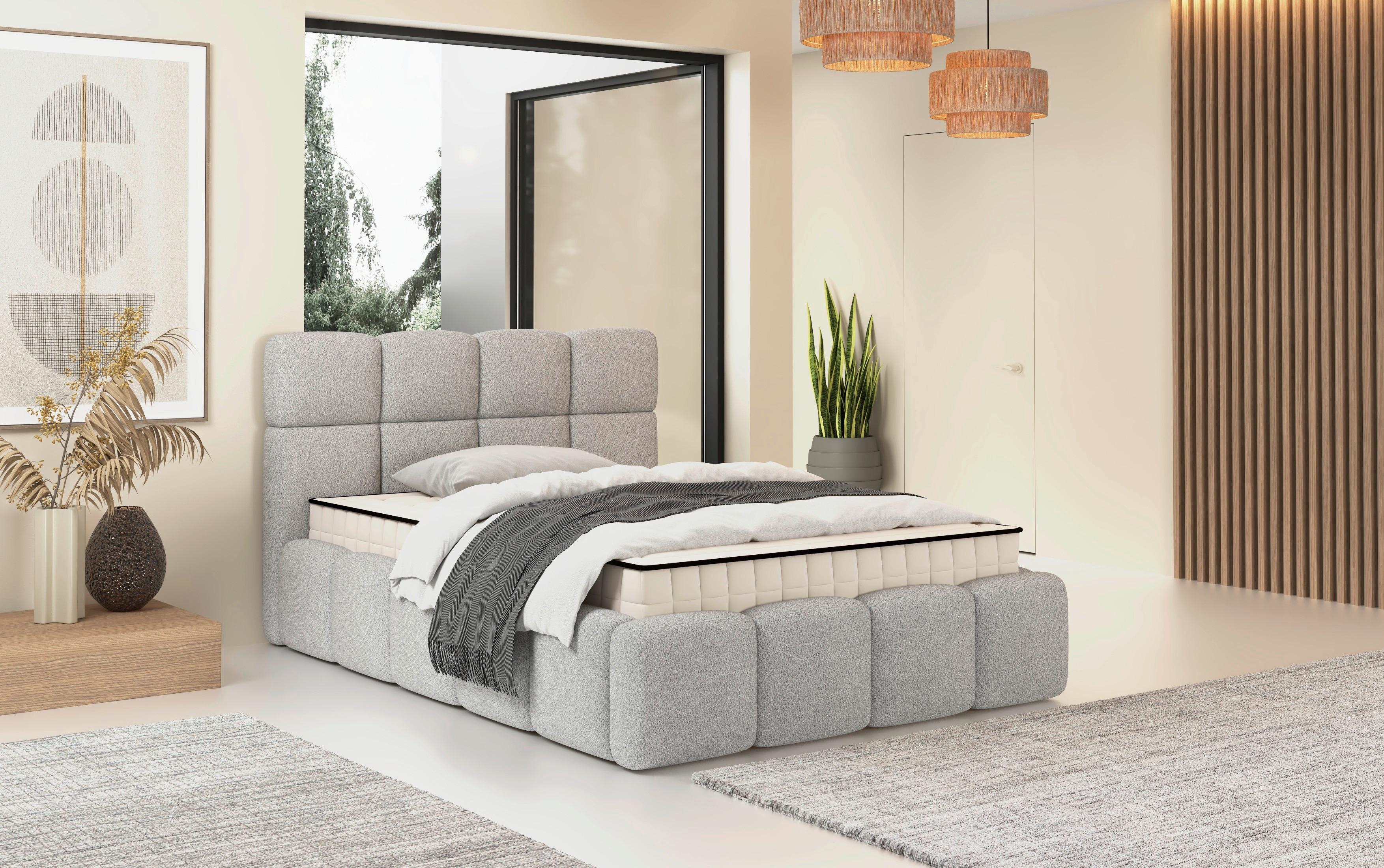 Polsterbett Cloudy M. Matratze Silberfarben, Lf: 140x200 Cm - Silberfarben/Grau, Trend, Holz/Holzwerkstoff (140/200cm) - Luca Bessoni