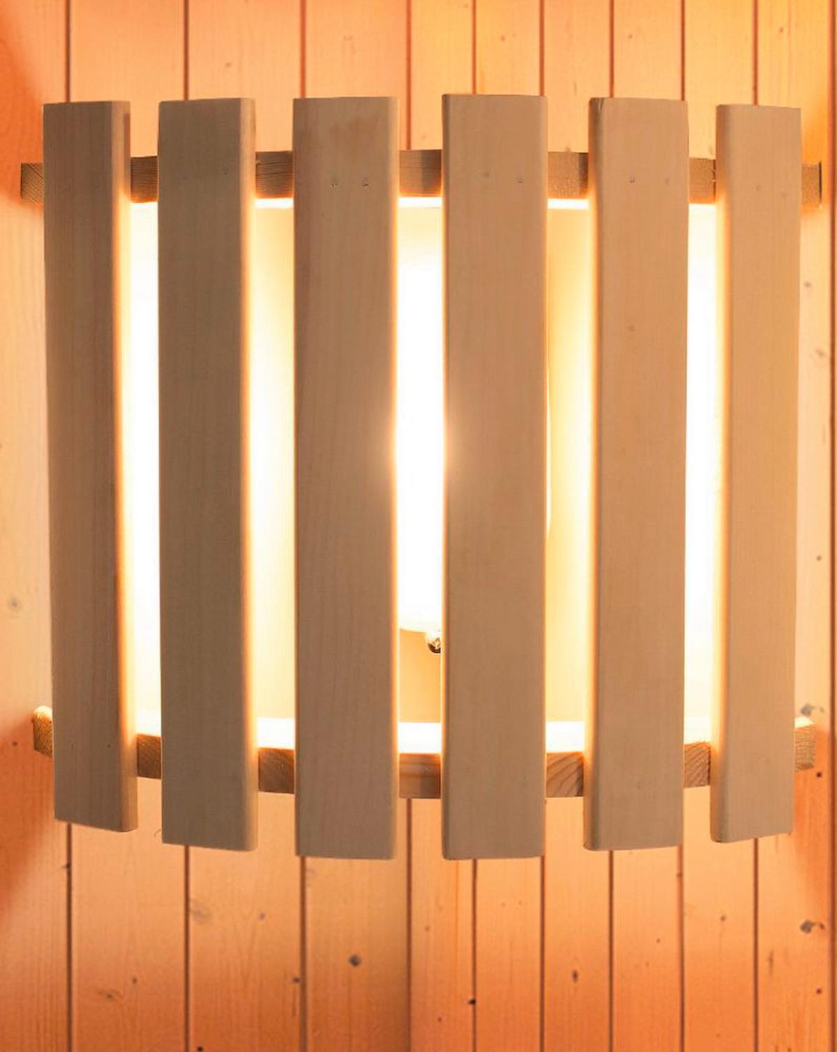 Sauna Dijon Mit Ext. Steuerung 9-Kw-Ofen Inkl. Diabassteine - Naturfarben, MODERN, Holz (196/228/196cm) - Karibu