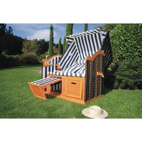 Strandkorb Nordsee Sylt Halblieger 2-Sitzer Blau/Weiß - Blau/Weiß, Basics, Holz/Textil (116/160/72cm) - Acamp