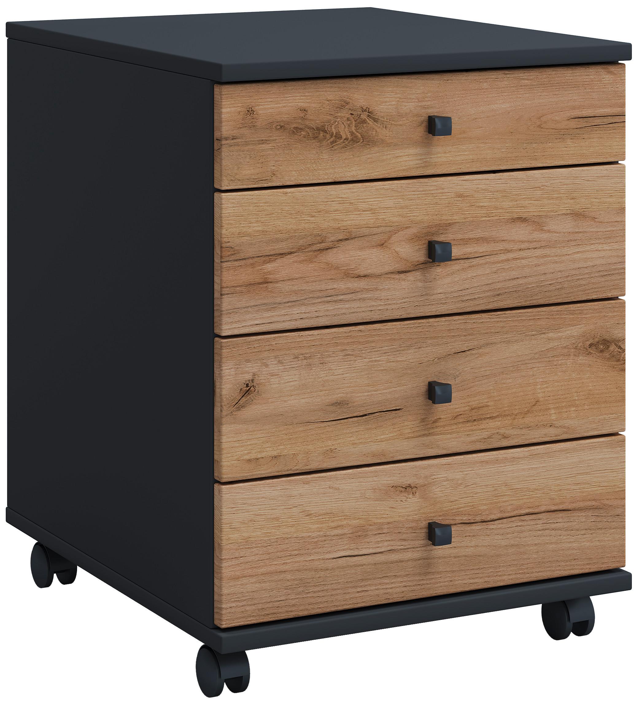 Rollcontainer Lona Anthrazit Honigeiche Dekor - Honigeiche/Anthrazit, Design, Holzwerkstoff/Kunststoff (42/57/50cm) - MID.YOU