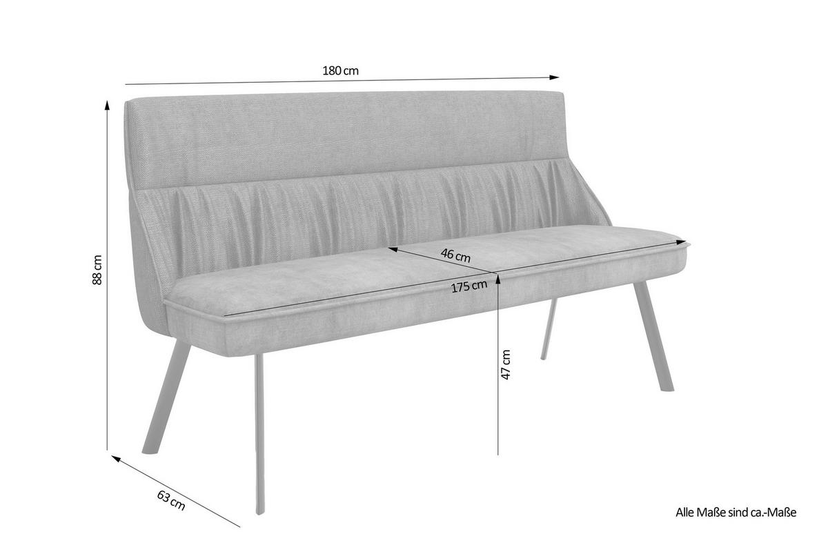 Sitzbank Grün/Schwarz California 180x63x88 cm - Dunkelgrün/Schwarz, MODERN, Textil/Metall (180/63/88cm) - MID.YOU
