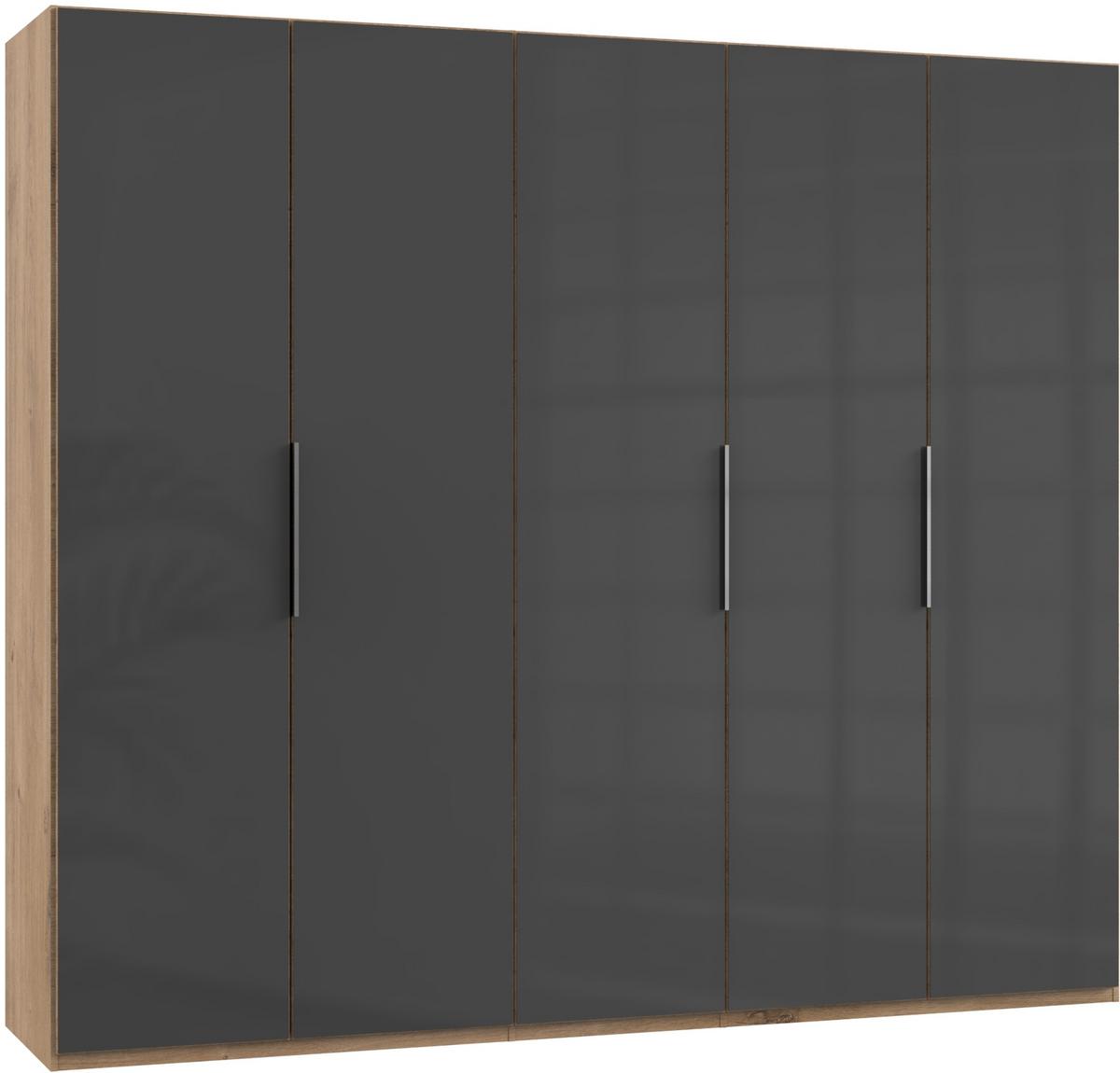 Drehtürenschrank 250cm Level, Grau/eiche Dekor - Eichefarben/Grau, MODERN, Glas/Holzwerkstoff (250/216/58cm) - MID.YOU