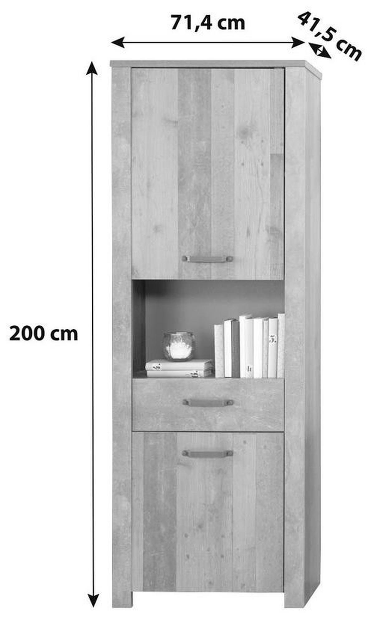 Mehrzweckschrank Ontario Old Style Deko Bxh 71,4x200 Cm - Dunkelgrau/Eichefarben, Trend, Holzwerkstoff (71,4/200/41,5cm) - Ondega