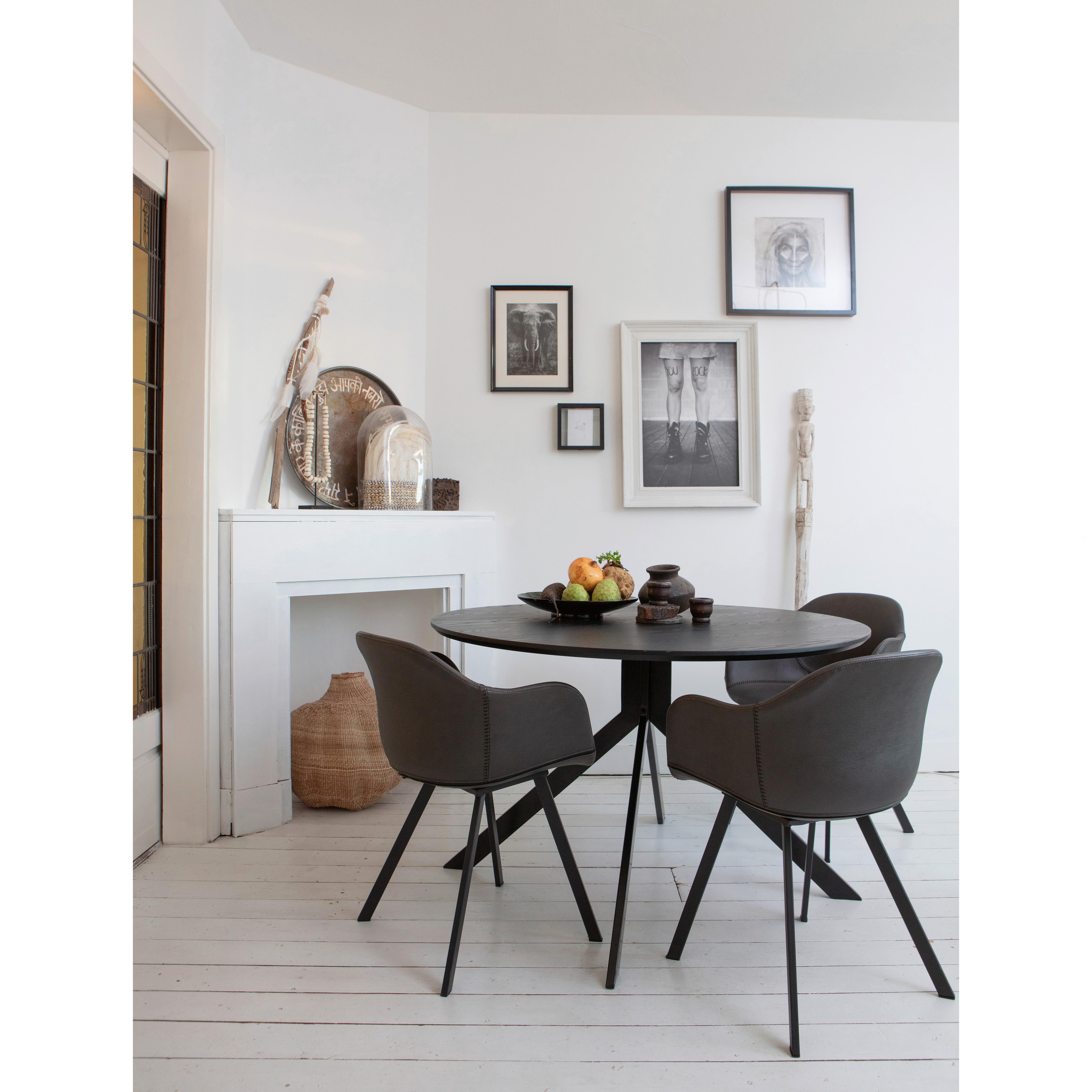 Esstisch Bruno Schwarz L: 120 Cm - Schwarz, Design, Holzwerkstoff/Metall (120/120/75cm) - Livetastic