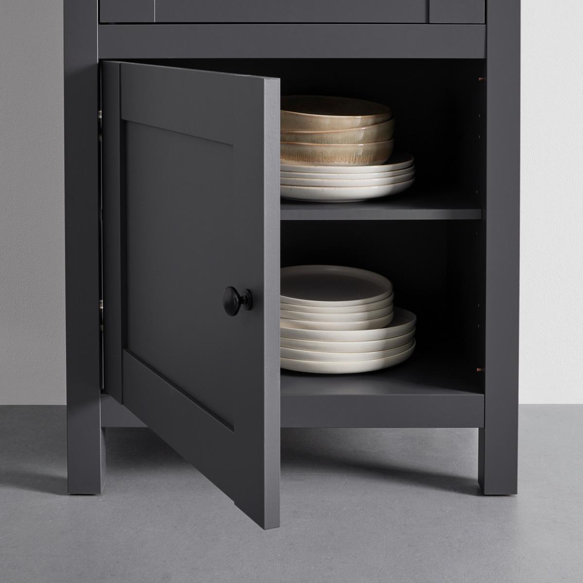 Vitrína CLAUDIO - černá/tmavě šedá, Moderní, dřevo/plast (71/203/44cm) - Bessagi Home