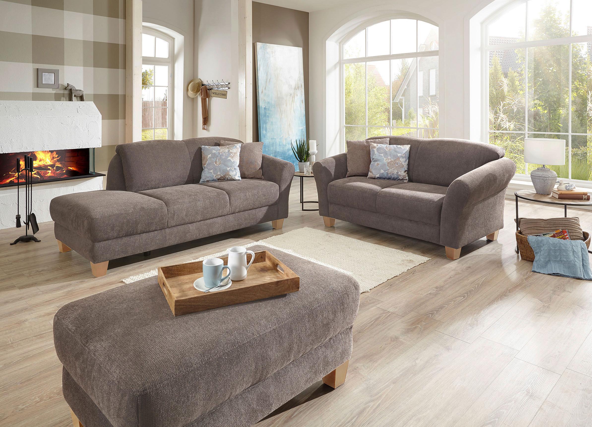 2-Sitzer-Sofa Gotland taupe Rücken echt, 163x84x89 cm - Taupe/Naturfarben, KONVENTIONELL, Textil (163/84/89cm) - Sit & More