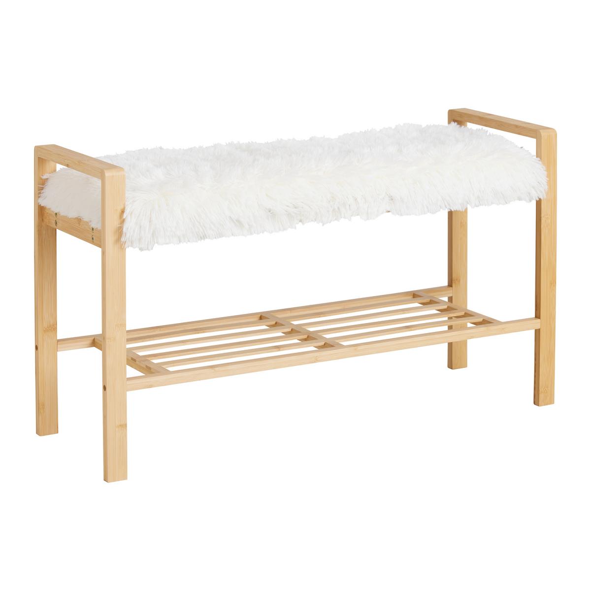 Lavica do predsiene ADUA - biela/prírodná farba, Modern, kompozitné drevo/textil (87/50/30cm) - Mömax