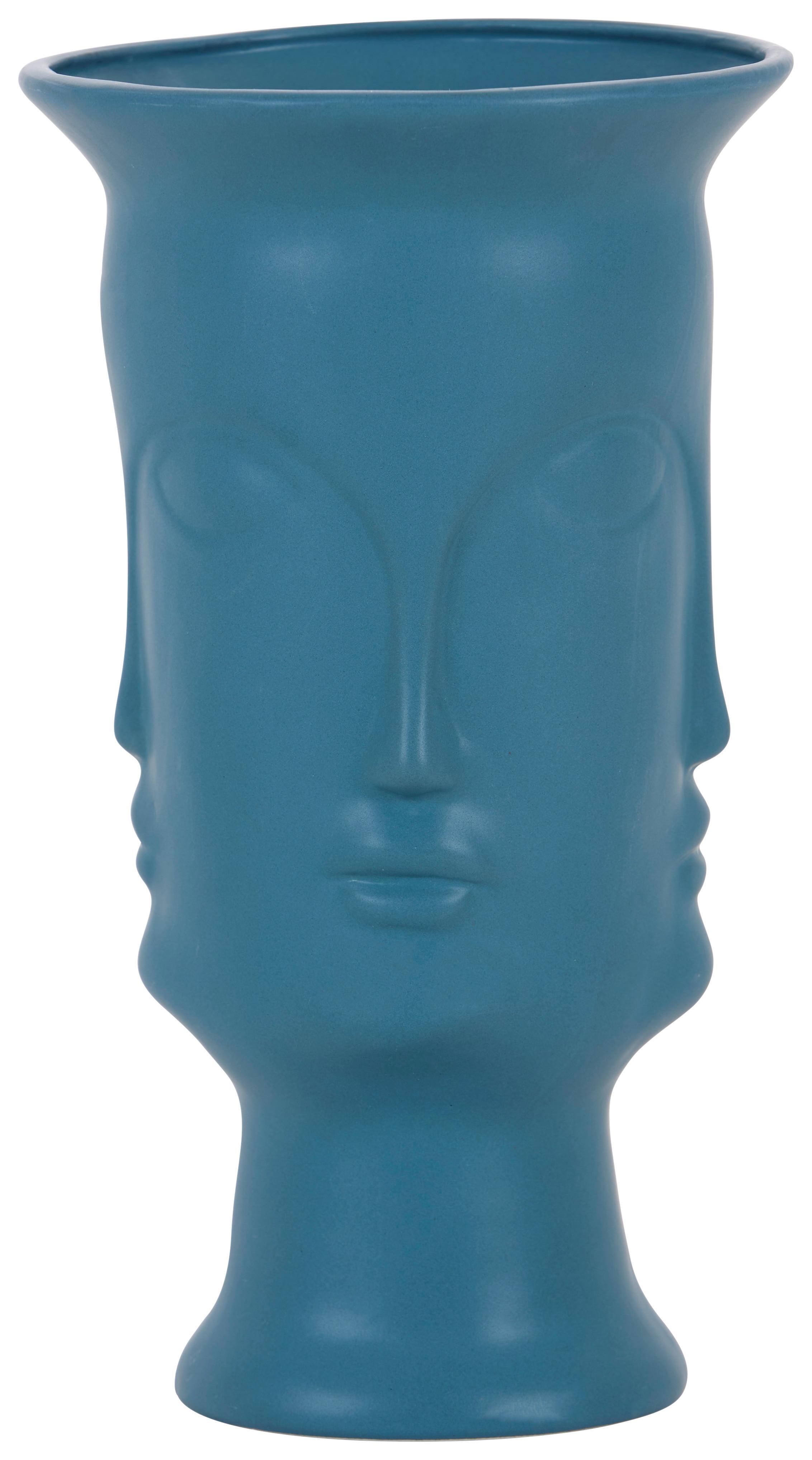Vase Herodes Porzellan Blau H: 29,5 Cm - Blau, MODERN, Keramik (17/29,5cm) - Luca Bessoni