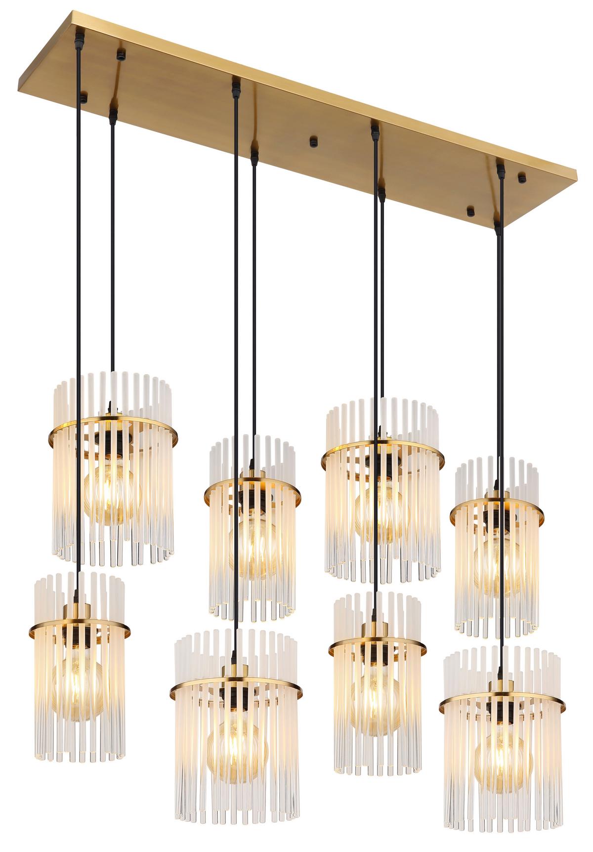 Hängeleuchte Gorley 230V, ca. 110x38x125 cm - Klar/Goldfarben, Trend, Glas/Kunststoff (110/38/125cm) - Globo
