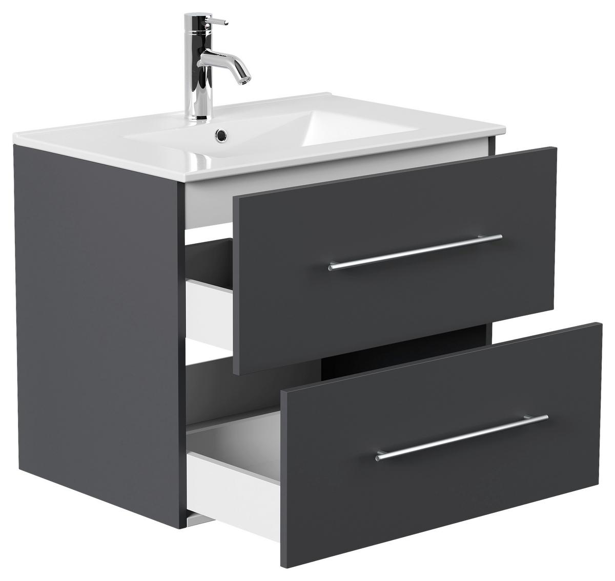 WASCHTISCHKOMBI Homeline, Graphitf, B: 71 cm - Graphitfarben/Weiß, Basics, Keramik/Holzwerkstoff (71cm) - MID.YOU