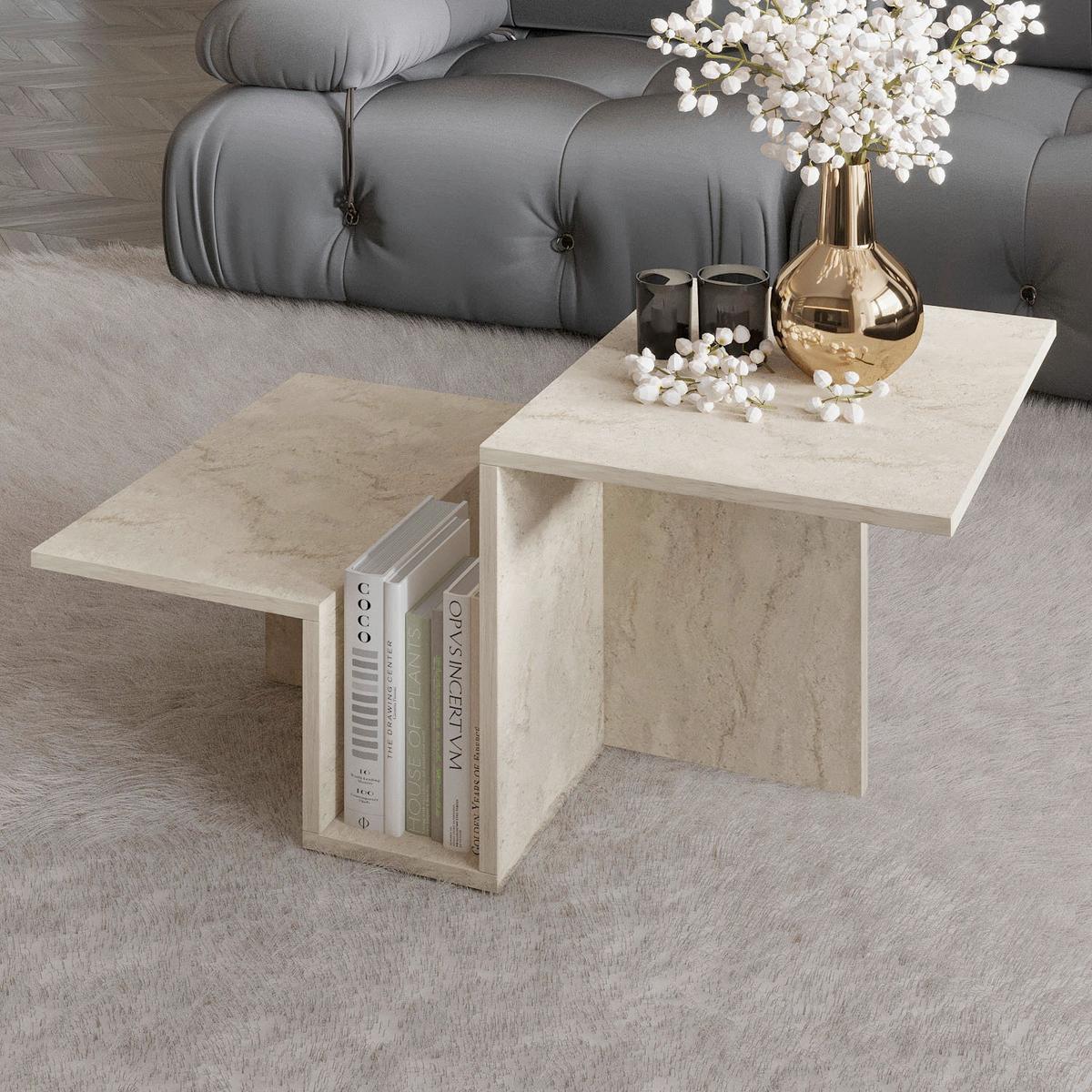 Couchtisch Relinda Beige B: 90 Cm - Beige, Design, Holzwerkstoff (90/45/50cm) - Livetastic