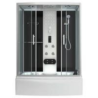 Dampfdusche Nevada 170 Mit Massagedüsen, Radio, Ablage - Schwarz/Weiß, Basics, Glas (175/229/85cm) - Sanotechnik