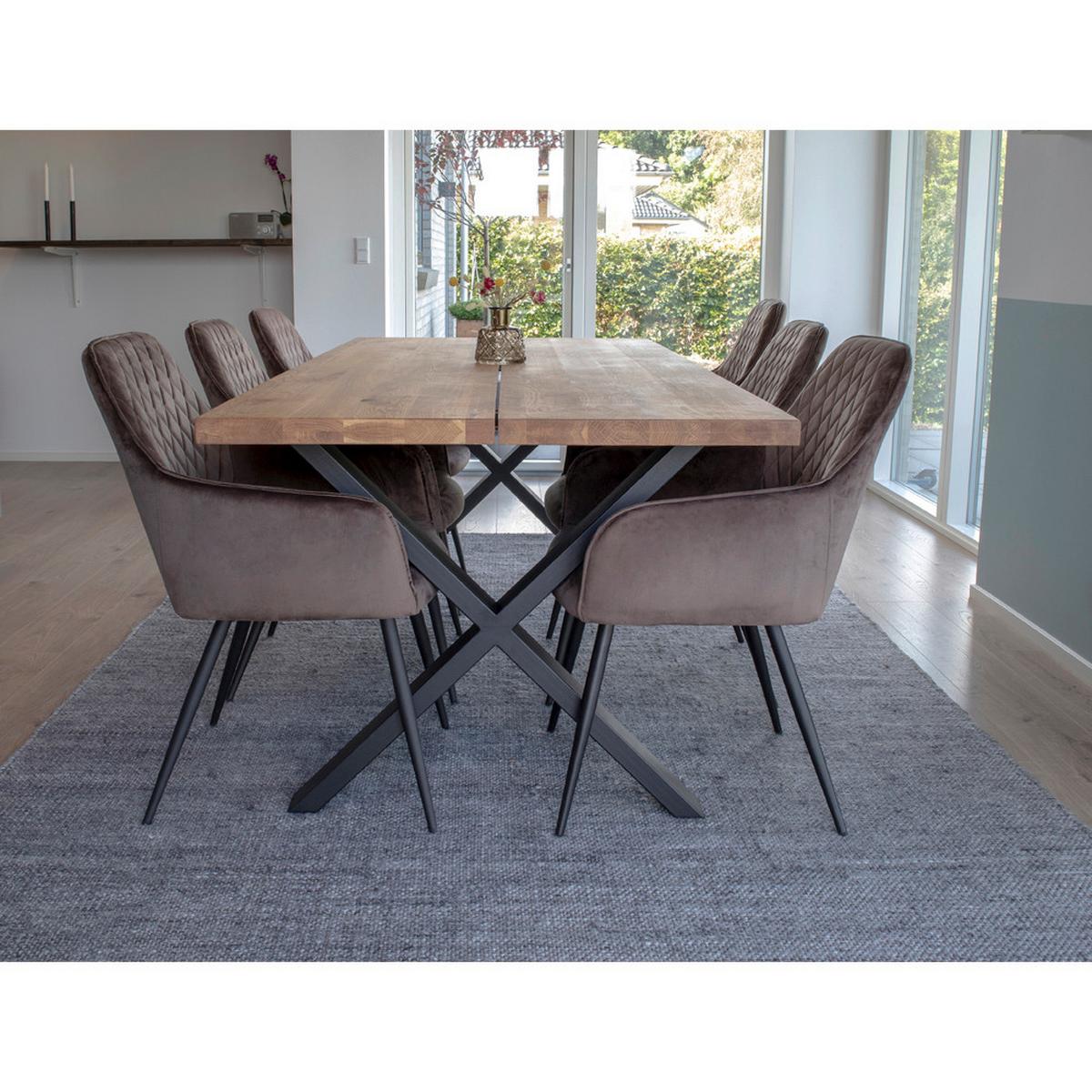 Armlehnstuhl-Set Harbo Graubraun B: 57 cm - Graubraun/Schwarz, MODERN, Textil/Metall (57/87/65cm) - MID.YOU