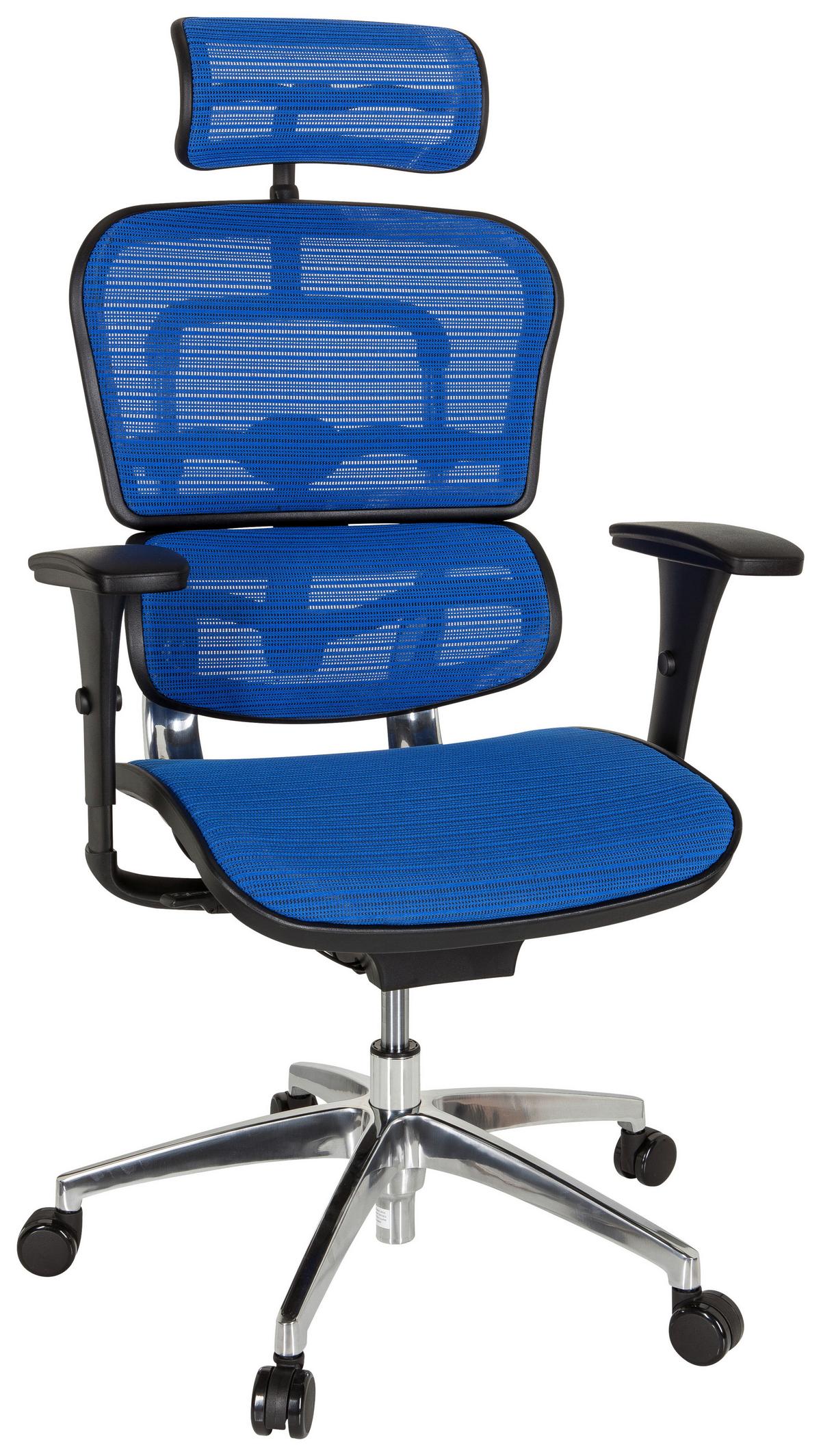 Drehstuhl Ergohuman Edition Armstützen Blau/schwarz - Chromfarben/Blau, MODERN, Kunststoff/Textil (67/141/63cm) - MID.YOU