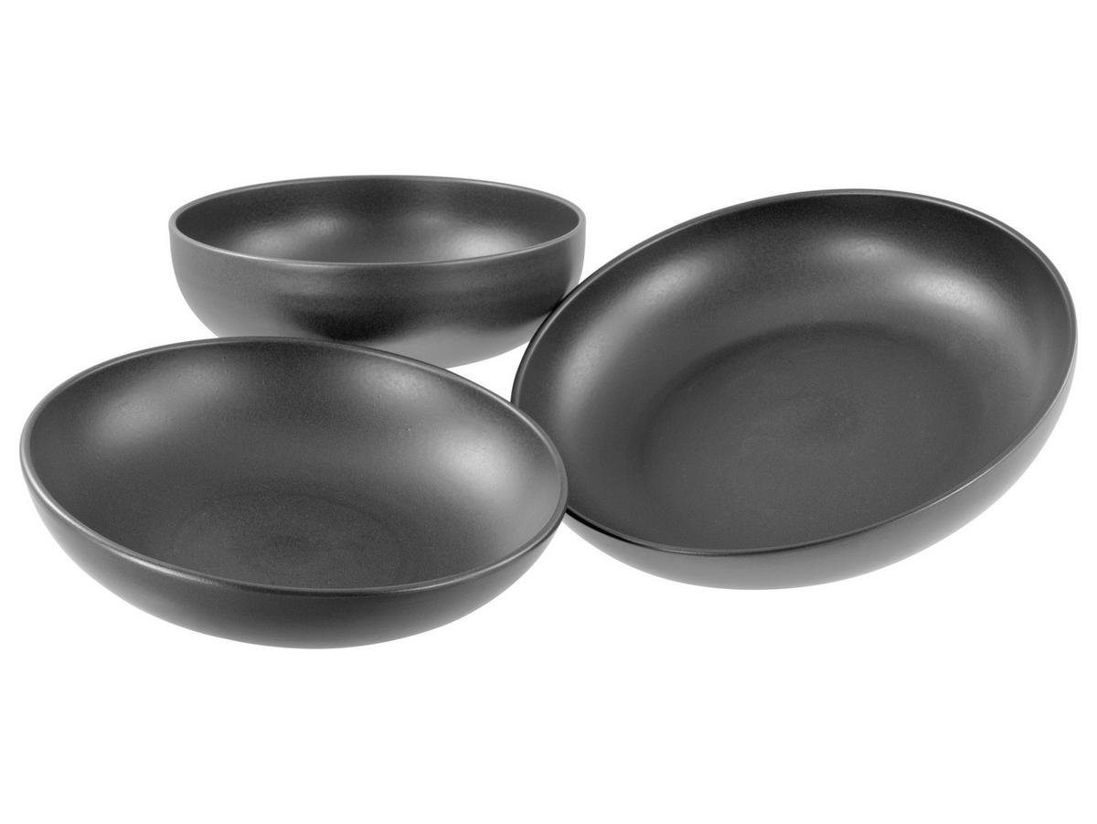 Schüsselset Uno Schwarz 3-teilig - Anthrazit, Basics, Keramik - Creatable