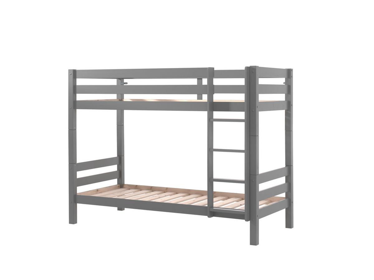 Etagenbett Pino Grau Kiefer Massiv mit Leiter - Grau/Kieferfarben, MODERN, Holz (90/200cm) - MID.YOU