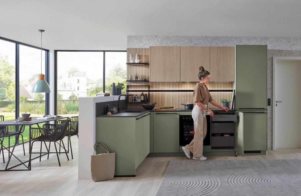 Eckküche Sidney/singapur - Eichefarben/Schwarz, Design, Holzwerkstoff (191,6/288cm)