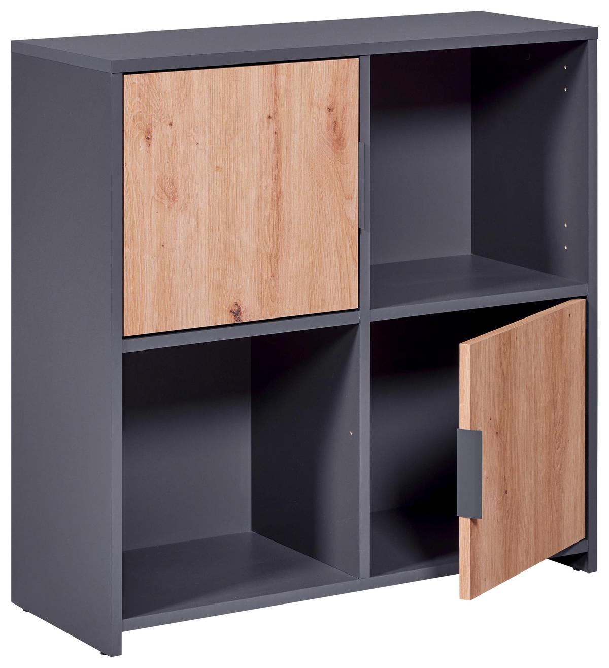 Regal Pepeto 2t - Anthrazit/Schwarz, Design, Holzwerkstoff (77/77/30cm) - Livetastic