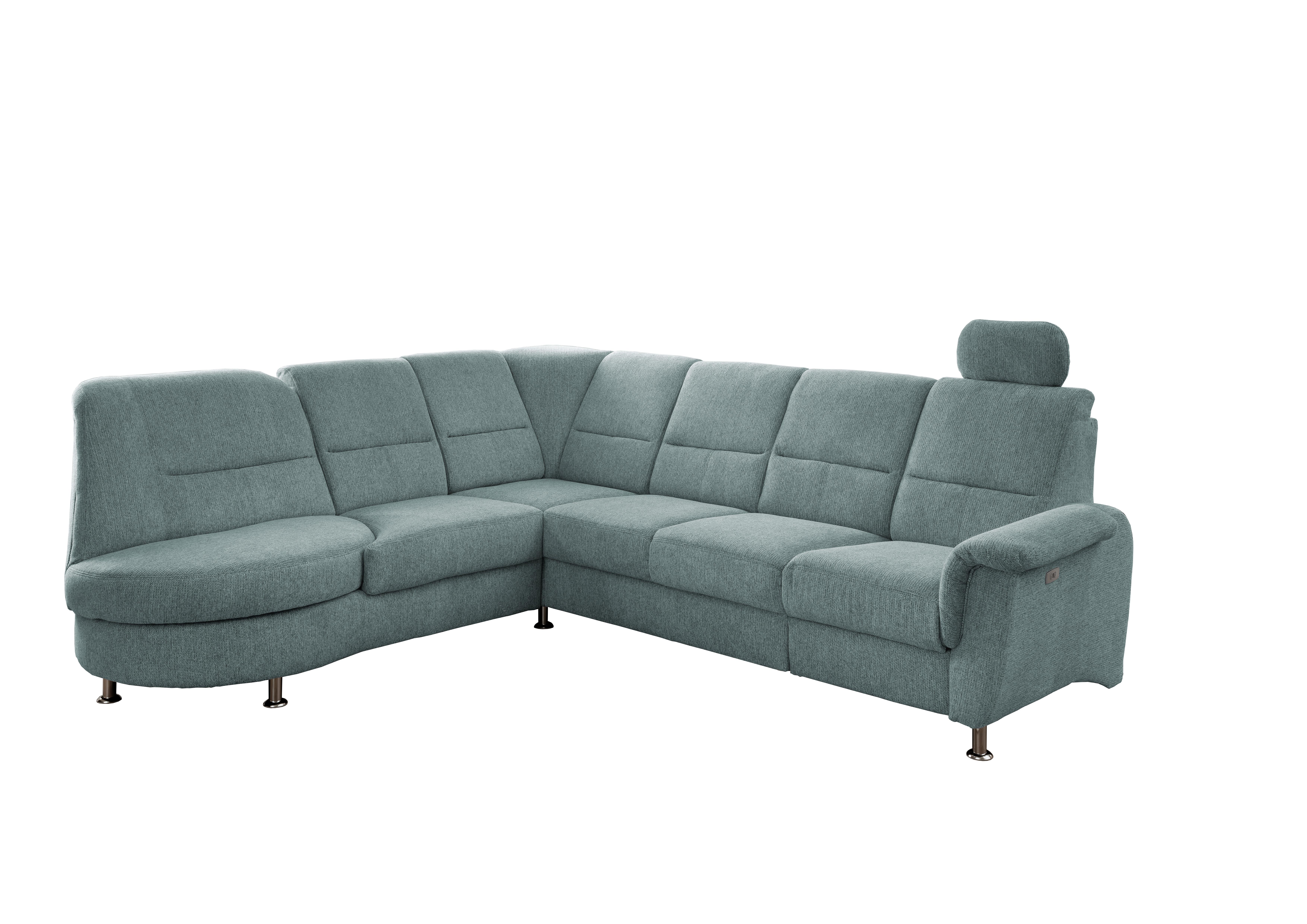 Ecksofa mit Relaxfunktion Parole Blau Chenille - Chromfarben/Blau, MODERN, Textil (236/275cm) - Livetastic