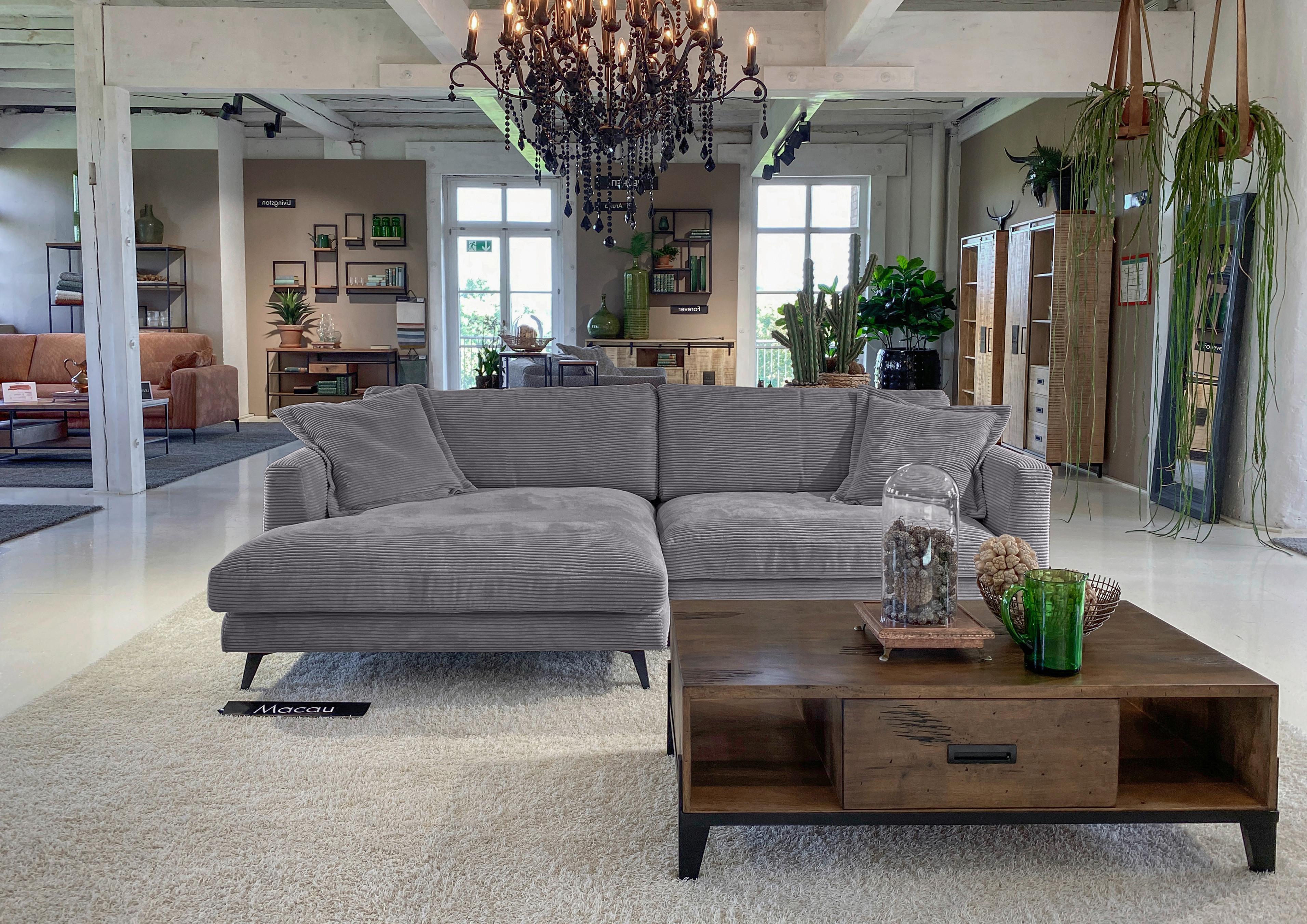 Ecksofa Macau Dunkelgrau S: 140x270 cm - Dunkelgrau/Schwarz, LIFESTYLE, Textil (140/270cm) - Livetastic