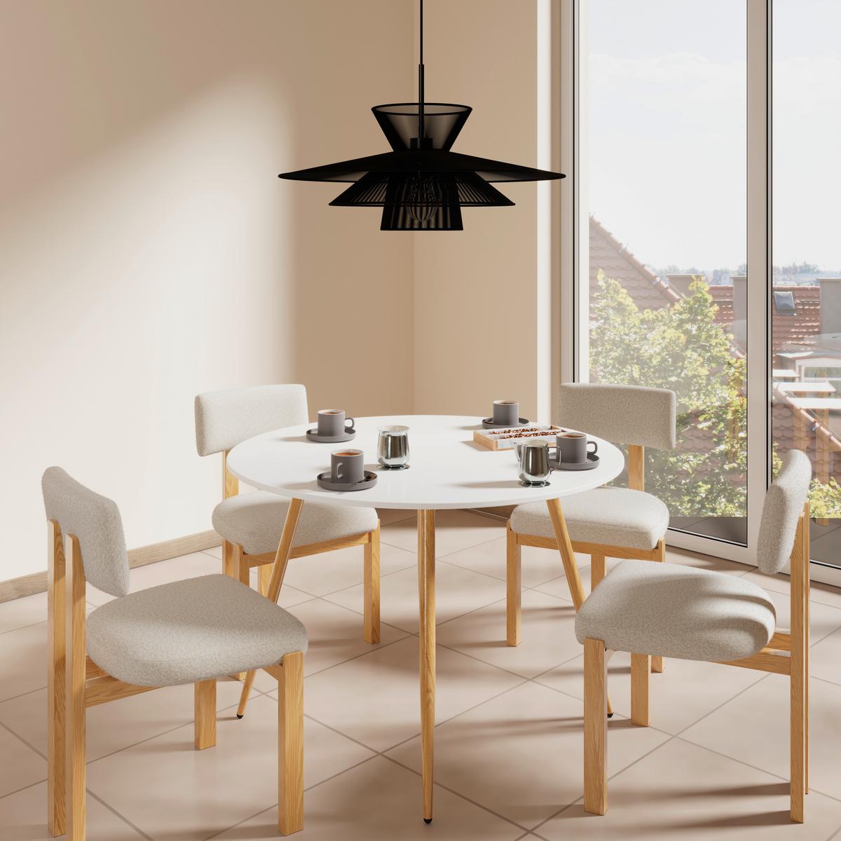 Jedálenský stôl JOHN 90 - biela/farba duba, Modern, kov/kompozitné drevo (90/75cm) - Bessagi Home