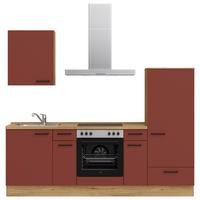 Küchenleerblock Easytouch Low-Line, L2 Rechts - Eichefarben/Rot, MODERN, Holzwerkstoff (240cm) - Nobilia