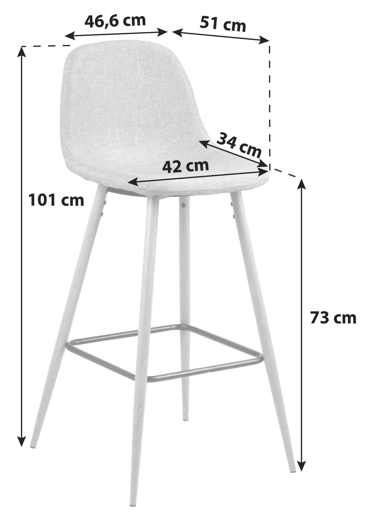 Barhocker mit Lehne Wilma Anthrazit/Eichefarben - Eichefarben/Anthrazit, Basics, Textil/Metall (46,6/101/51cm) - MID.YOU