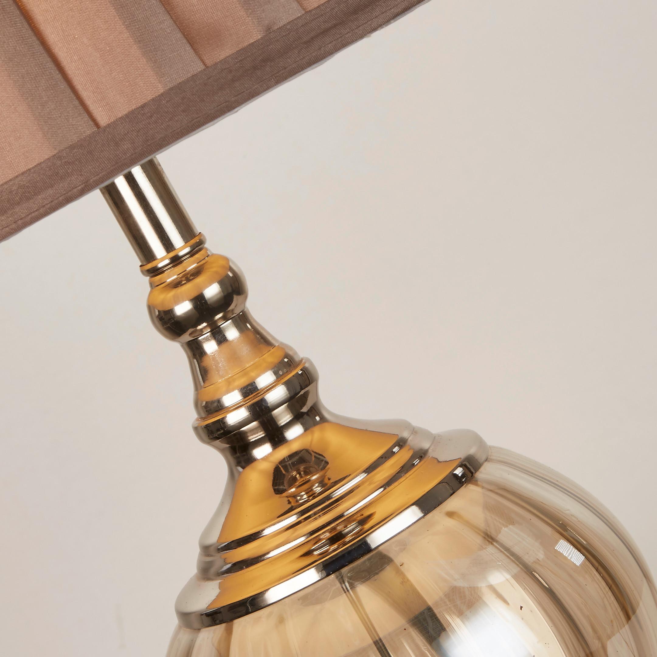 Tischleuchte Eu3721am Greyson - Chromfarben/Bernsteinfarben, Design, Glas/Textil (38/68cm)