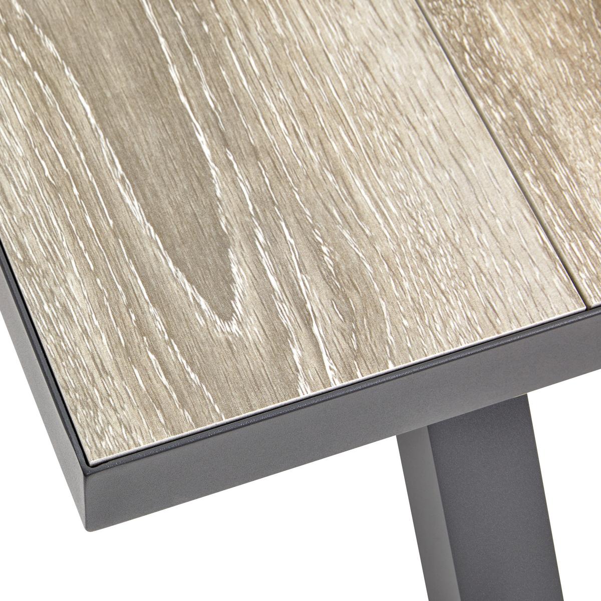 Záhradný stôl FLEUR - farba duba/tmavosivá, Modern, kov/keramika (180/75/90,5cm) - Bessagi Garden