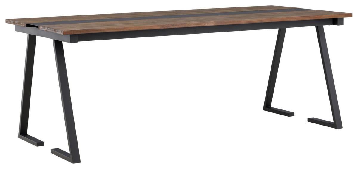 Esstisch Jakarta - Schwarz/Teakfarben, Design, Holz/Metall (200/90/75cm) - Livetastic