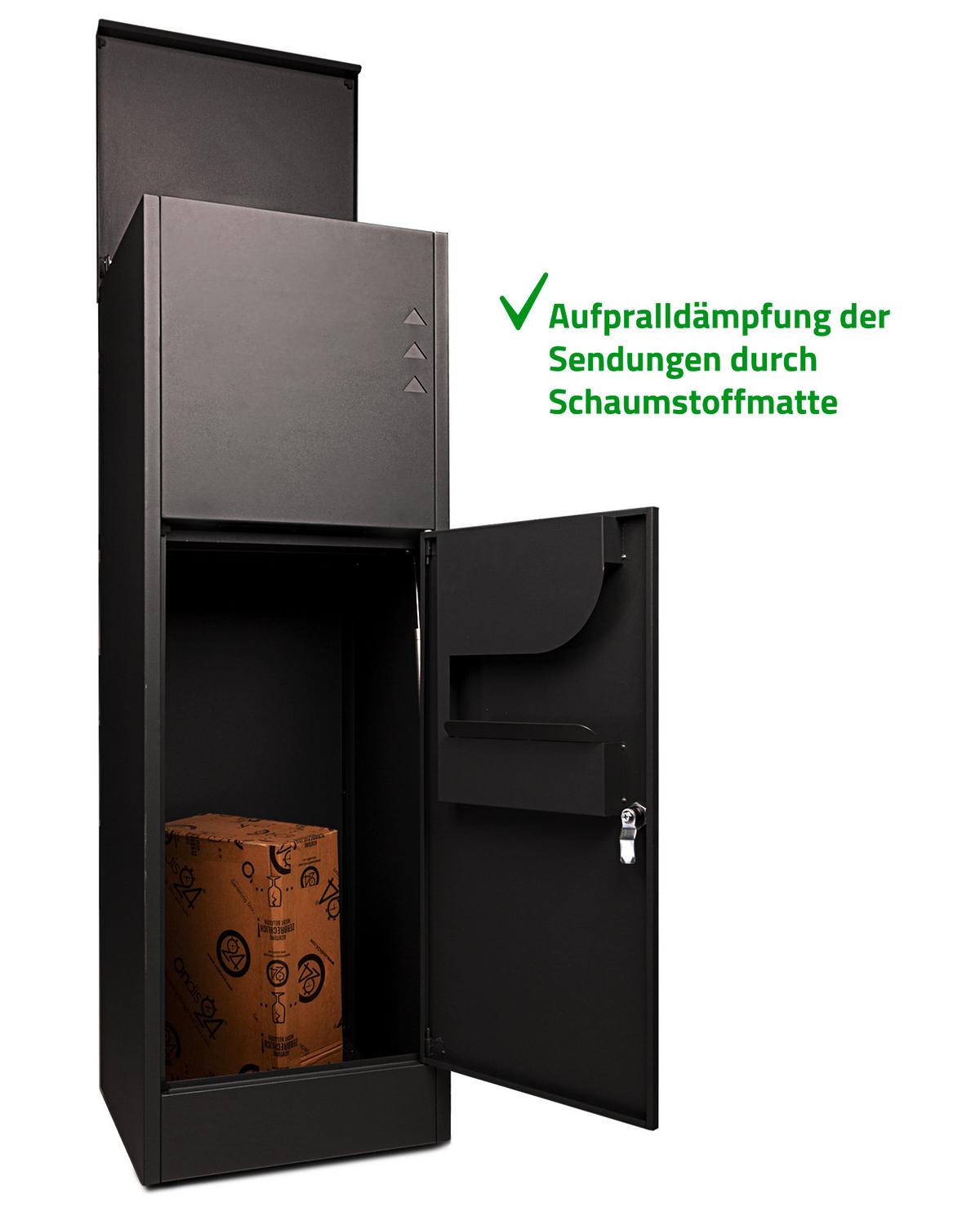 Paketbox Mit 2 Schlüssel Schwarz H: 118,5 Cm - Schwarz, Basics, Metall (39,5/118,5/38,5cm)