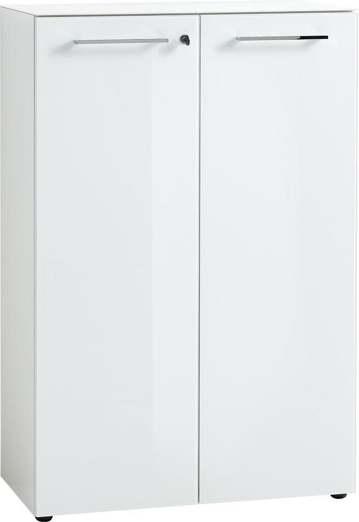 Aktenschrank Gw-Monteria Holzwerkstoff Weiß B: 80 cm - Weiß, MODERN, Glas/Holzwerkstoff (80/120/37cm) - Germania
