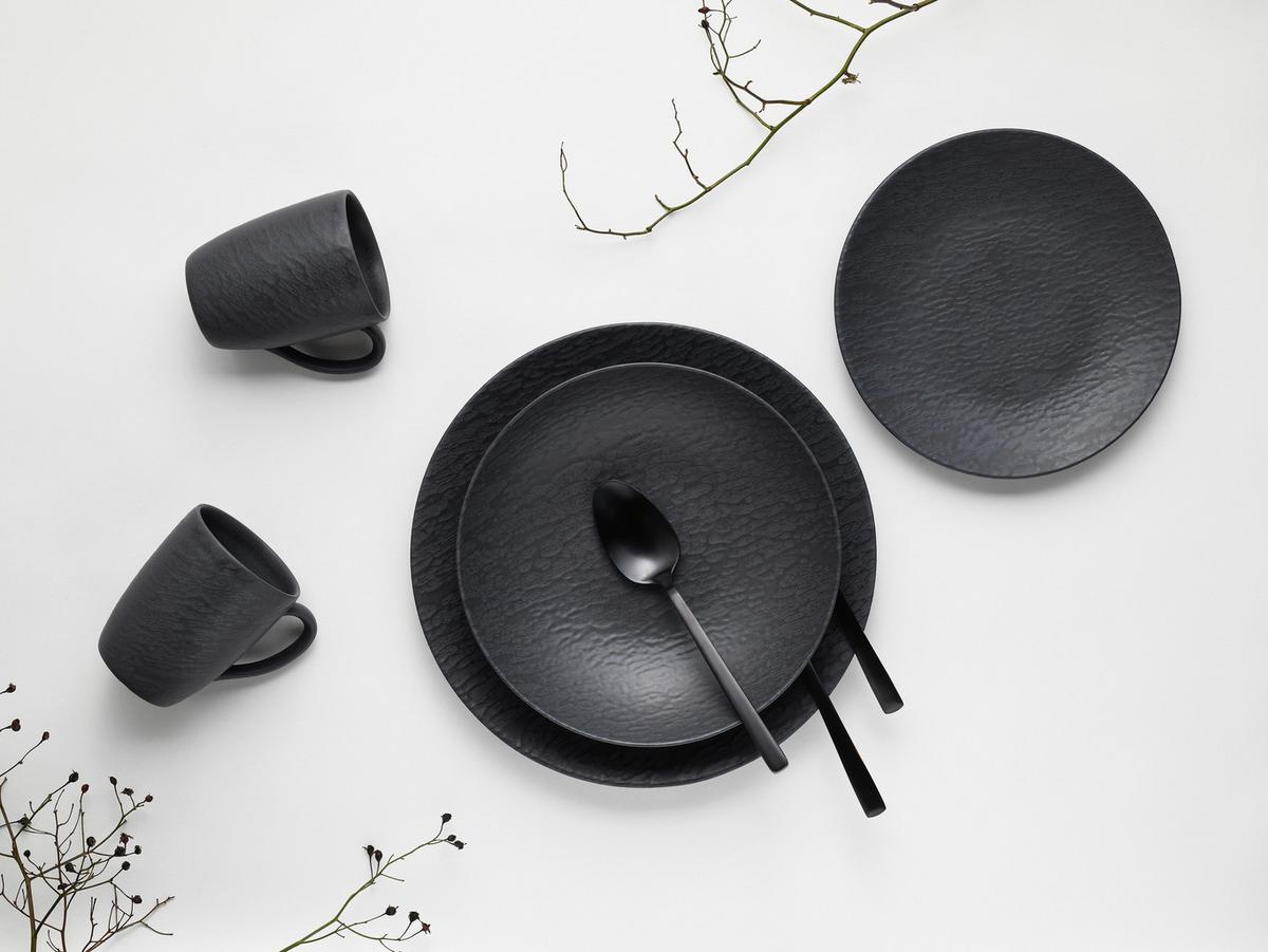 Jedálenský servis RONDO - čierna, Modern, keramika (43/40/37cm) - Creatable