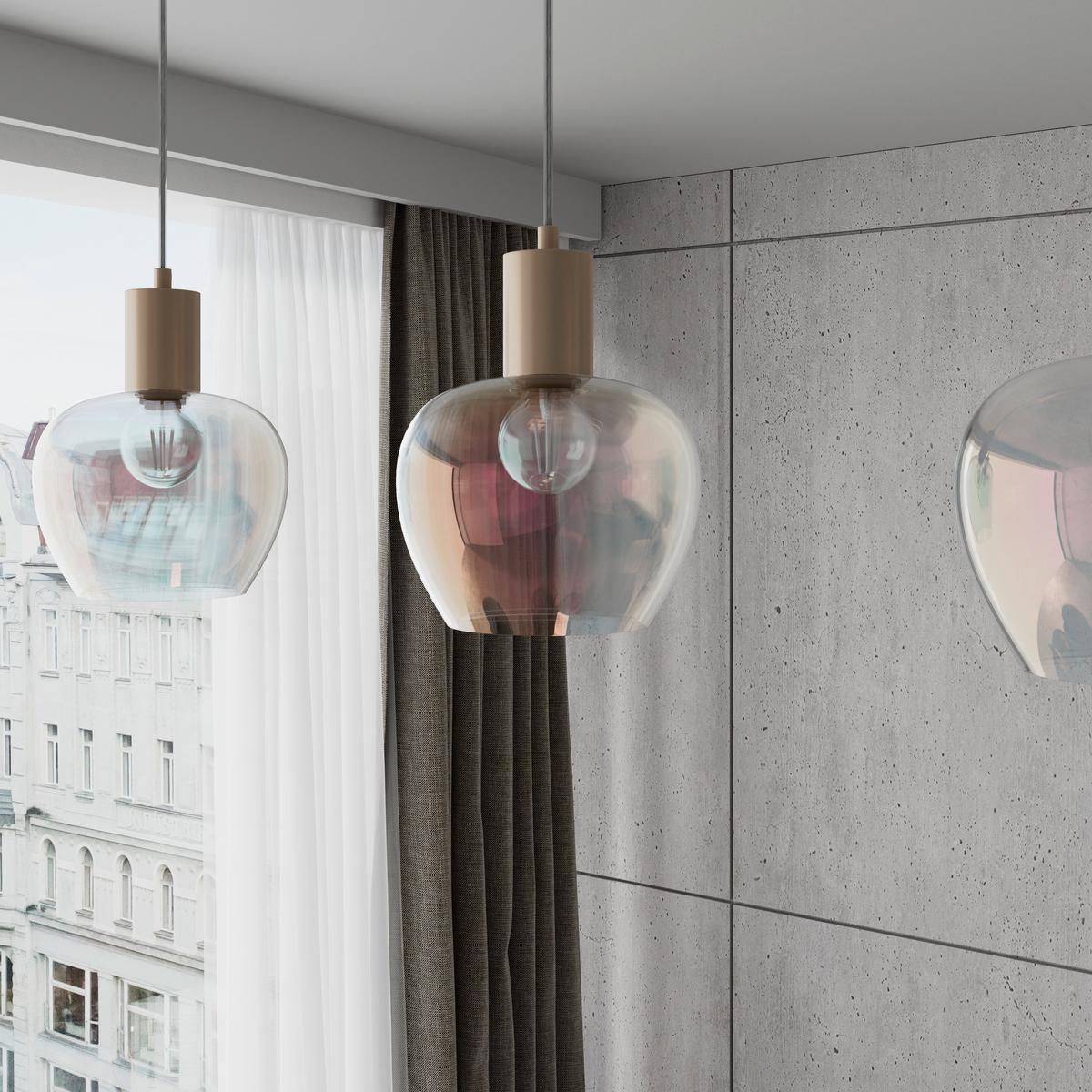 HÄNGELEUCHTE RENI - Champagner/Transparent, MODERN, Glas/Kunststoff (86/18/120cm)