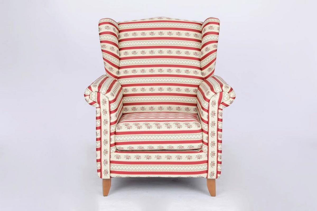 Polstersessel Loretta, rot +Blumenmuster, ca.86x81x105 cm - Basics (81/86/105cm)
