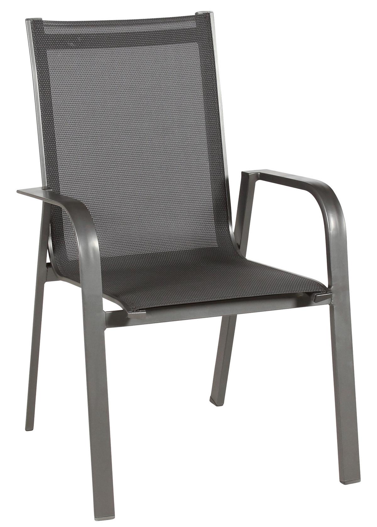 Gartensessel stapelbar Urban 4er-Set Aluminium/Textil - Anthrazit/Schwarz, Basics, Textil/Metall (69/97/62cm) - Acamp