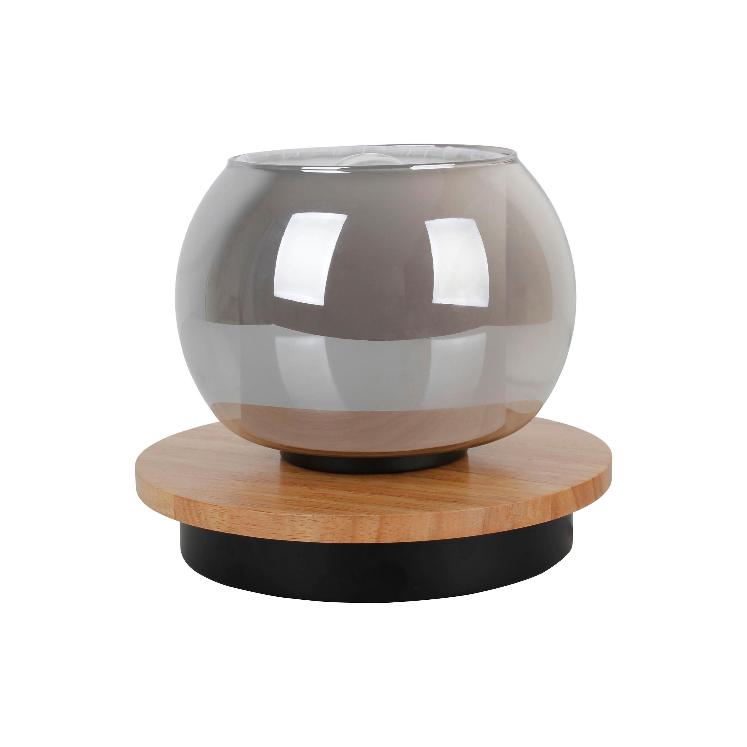 TISCHLEUCHTE Abschaltautomatik - Schwarz/Weiß, Design, Glas/Holz (18/15cm) - Näve