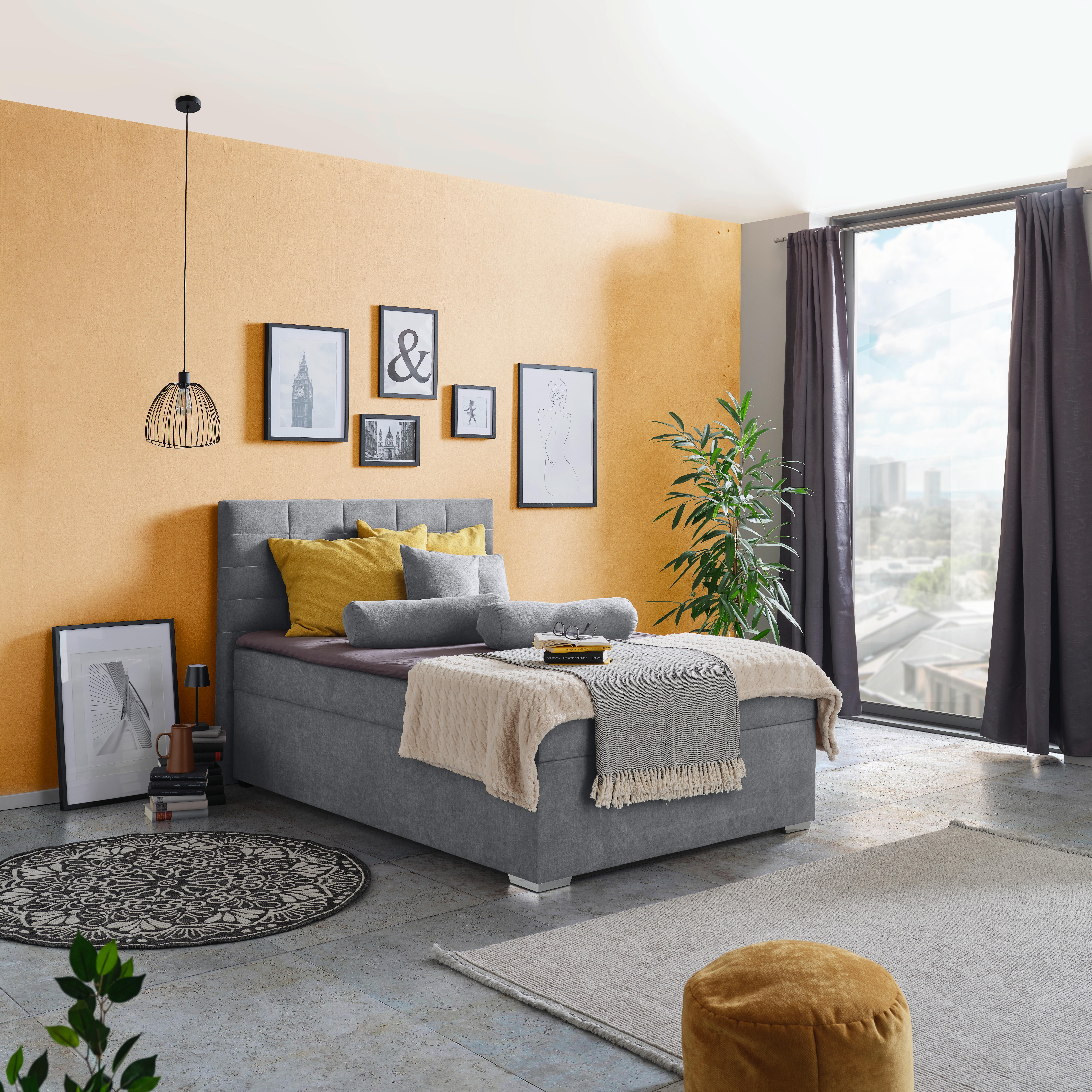 Polsterbett Adria - Chromfarben/Dunkelgrau, KONVENTIONELL, Holz/Textil (140/200cm)